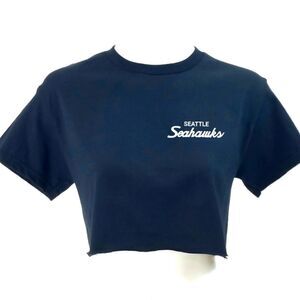 SEATTLE SEAHAWKS Double Script Retro Logo "Cropped" Crop Top Football Jersey Tee
